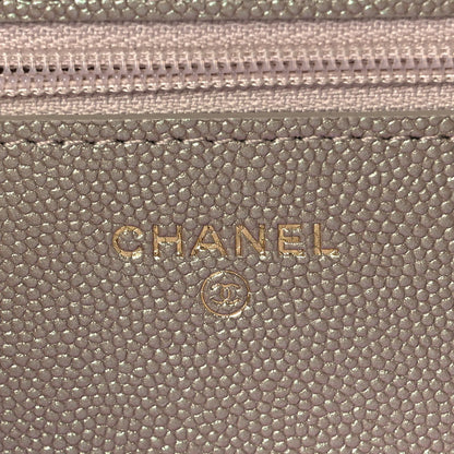 Chanel Iridescent Caviar Quilted Wallet On Chain WOC Beige 6 of 11