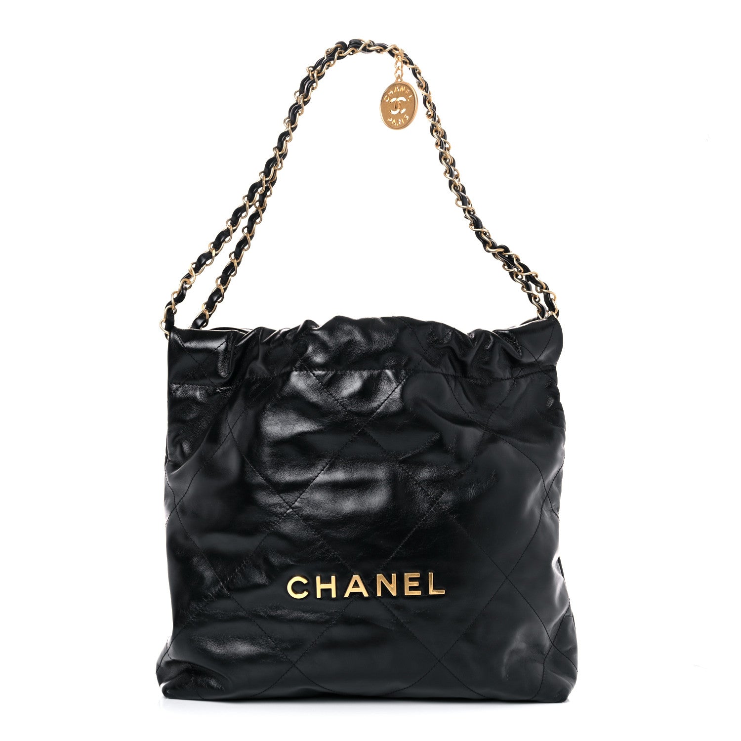 Chanel Shiny Calfskin Quilted Small Chanel 22 Black 3 of 12