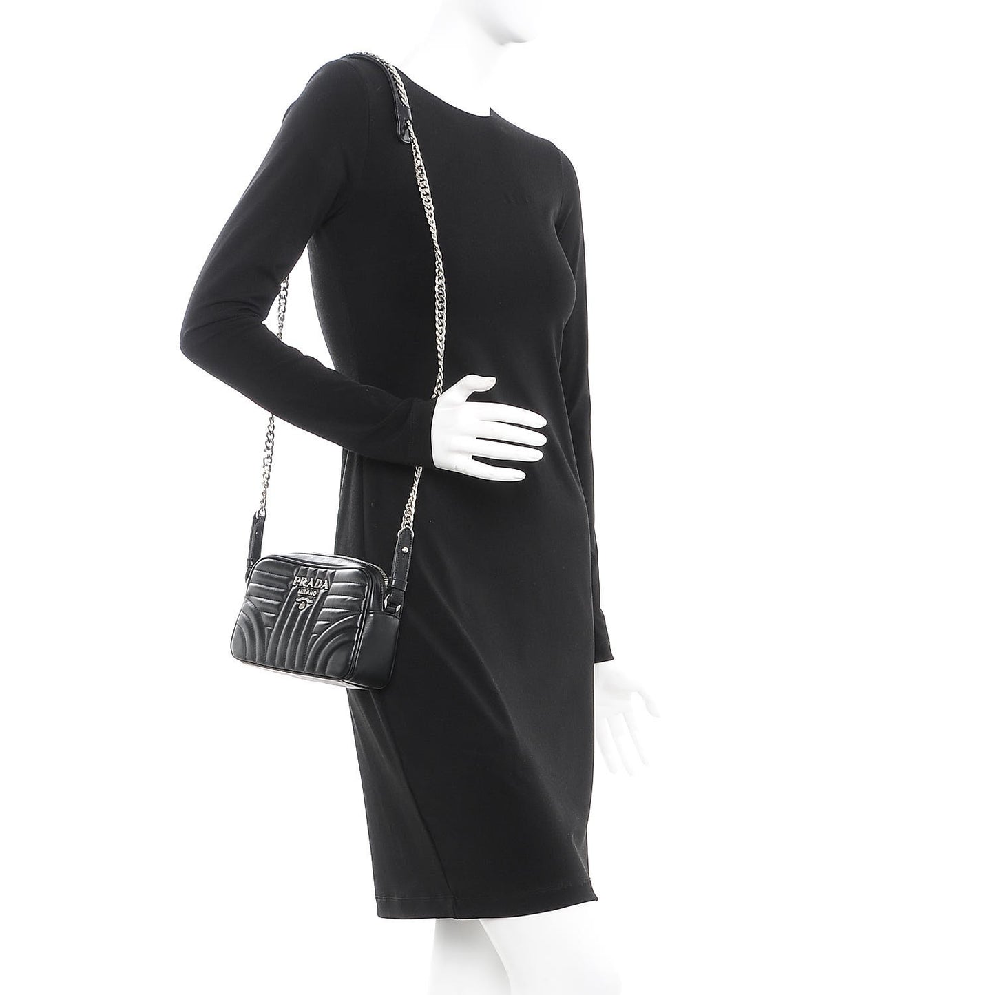 Soft Calfskin Diagramme Crossbody Bag Black