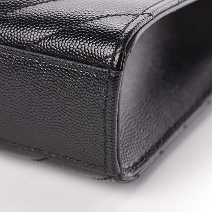 Saint Laurent Grain De Poudre Matelasse Chevron Medium Monogram Satchel Black 10 of 11