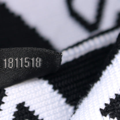 Alexander Wang Knit Jacquard Diagonal Logo Shopper Tote Black White 8 of 11