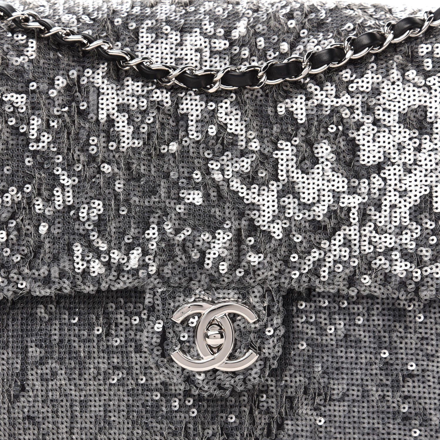 Chanel Sequin Jumbo Single Flap Silver 10 of 11