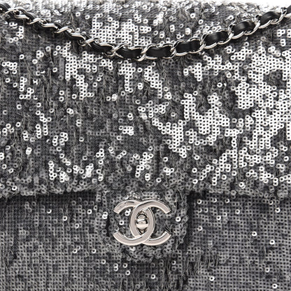 Chanel Sequin Jumbo Single Flap Silver 10 of 11