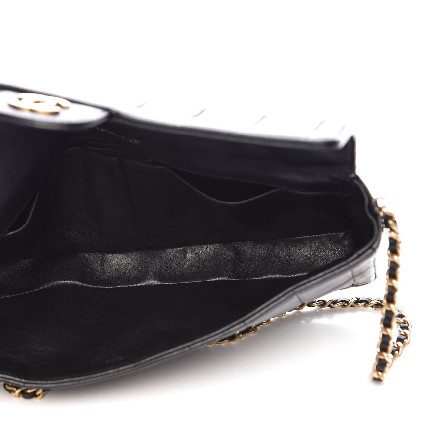 Lambskin East West Chocolate Bar Flap Black