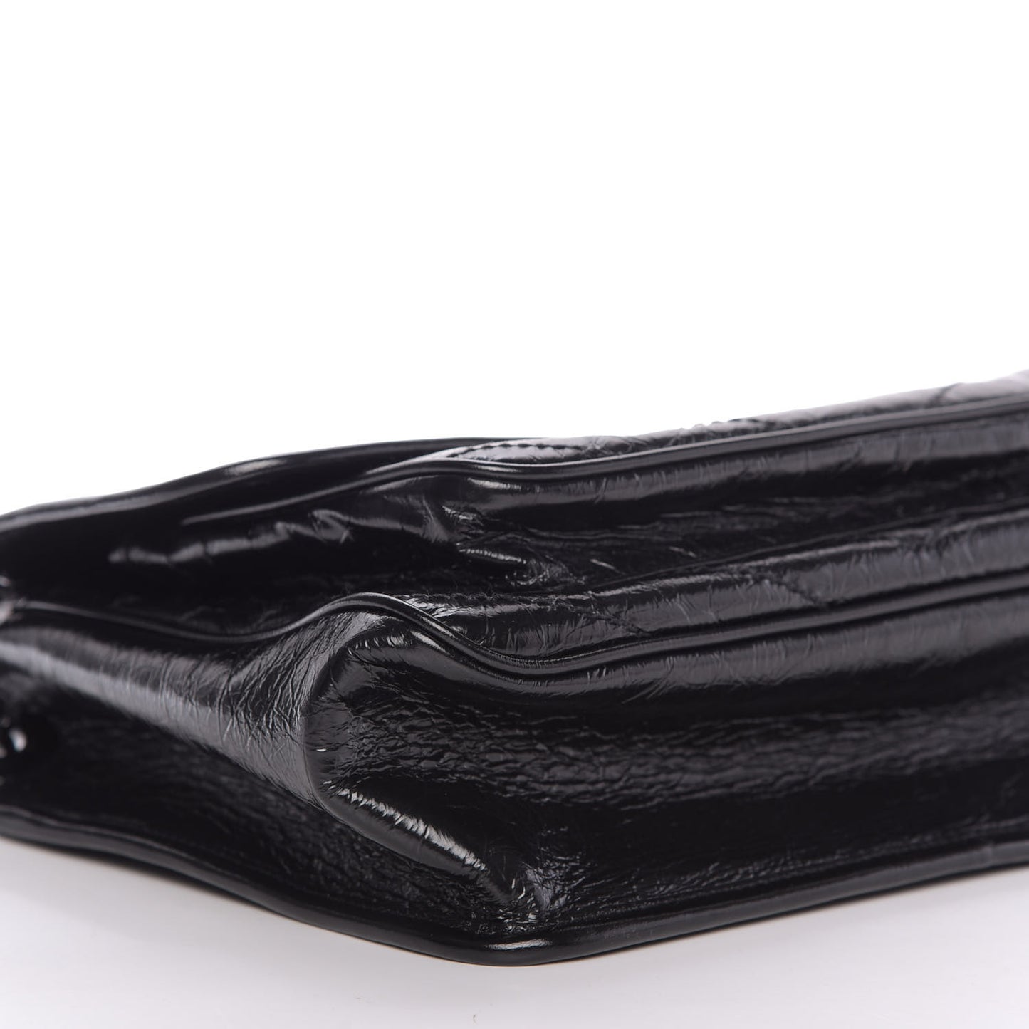 Crinkled Calfskin Matelasse Monogram Medium Niki Chain Satchel Black