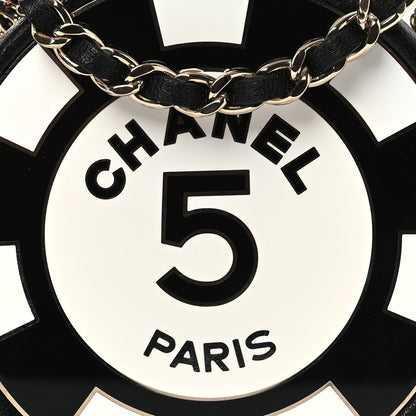 Chanel Lambskin Enamel Quilted Round Poker Chip Clutch With Chain Black White 9 of 12