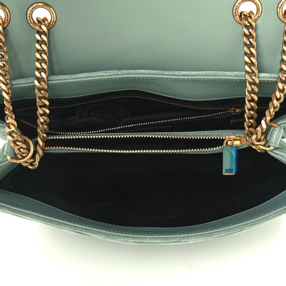 Saint Laurent Suede Y Quilted Monogram Medium Loulou Chain Satchel Deep Green 5 of 11