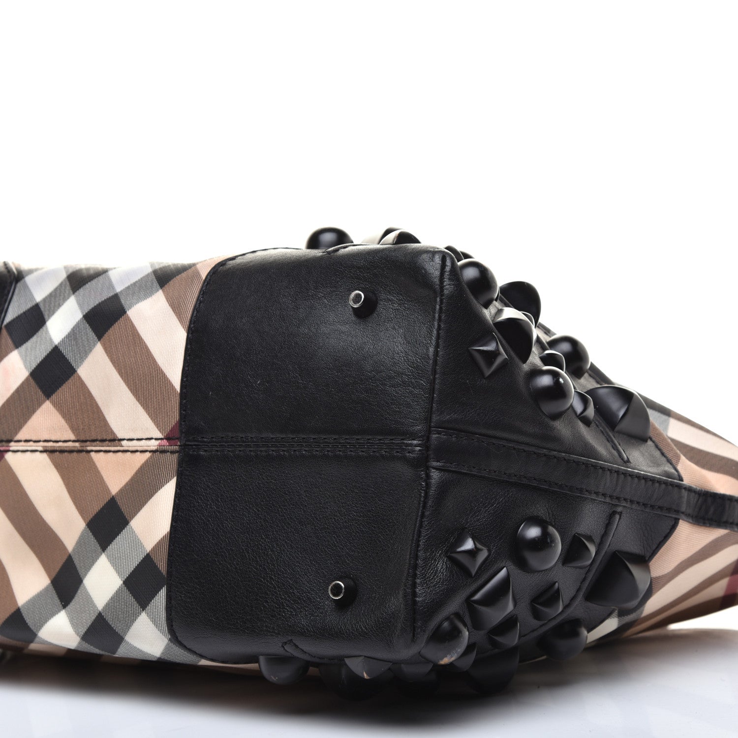 Burberry Nova Check Mega Stud Nickie Tote Black 8 of 10