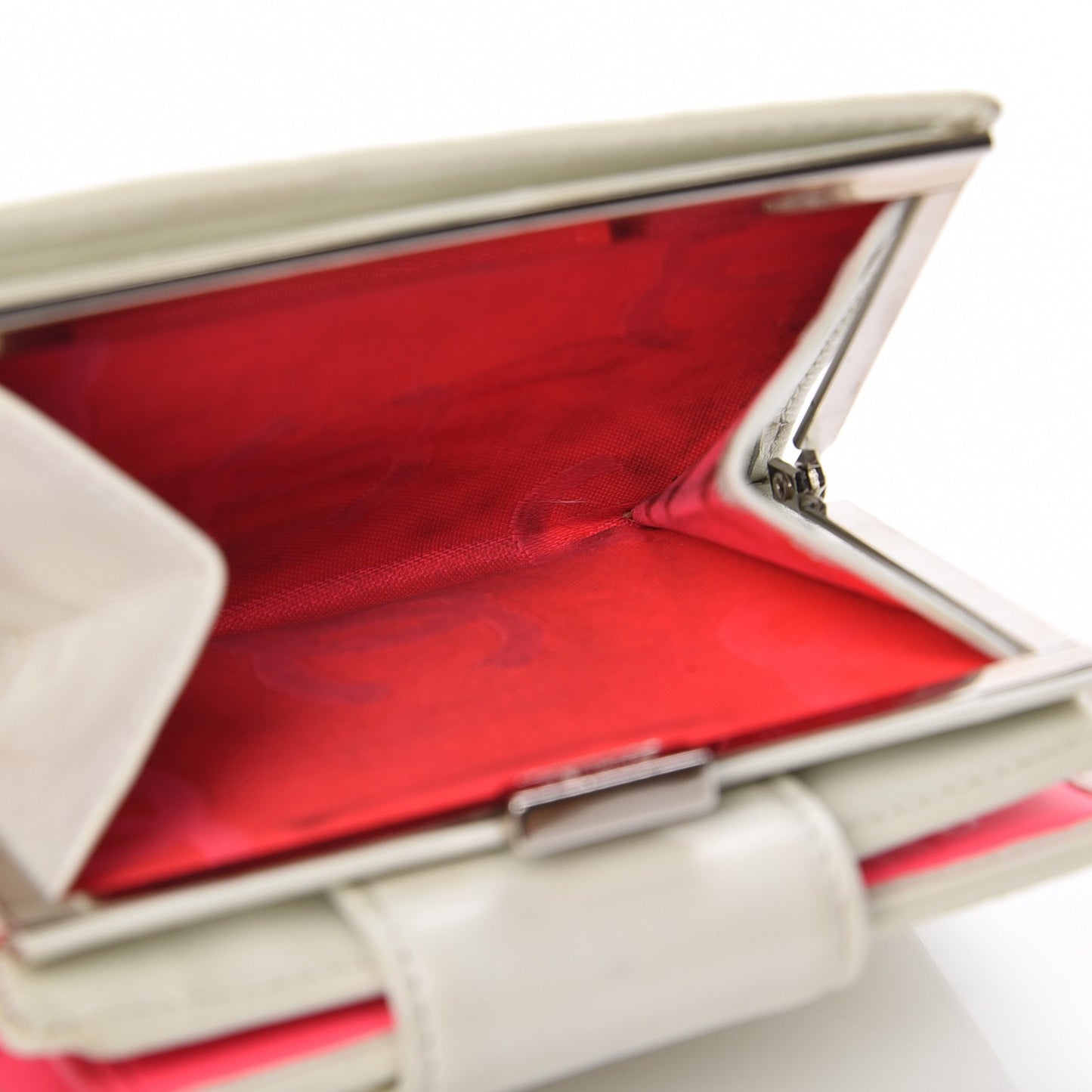 Calfskin Quilted Cambon Bi-fold Wallet White