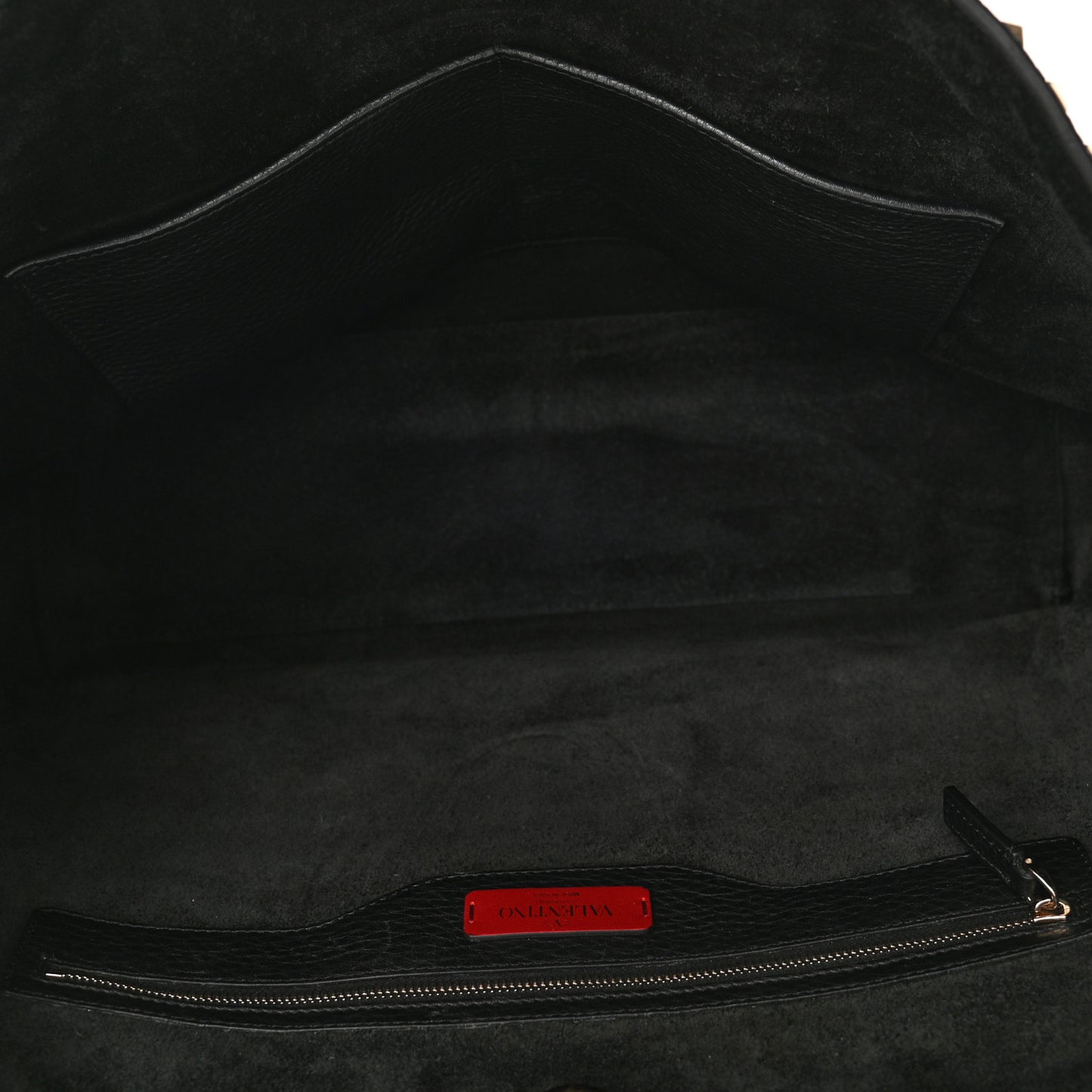Grained Calfskin Rockstud Shoulder Tote Black