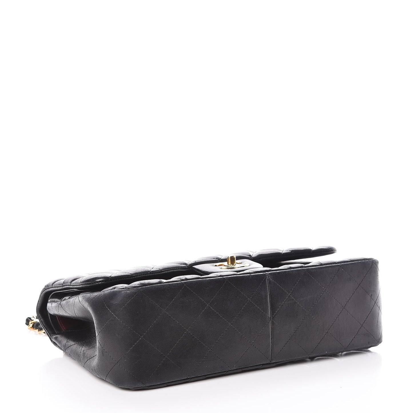 Lambskin Quilted Jumbo Double Flap Black