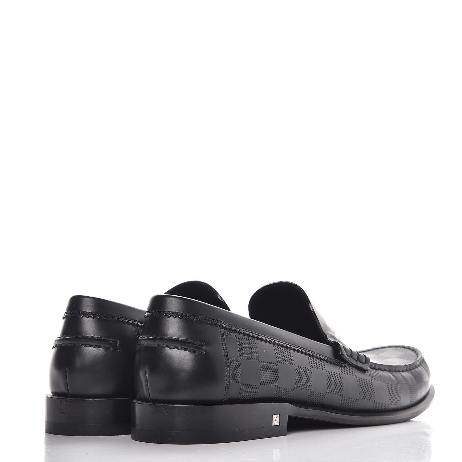 Louis Vuitton Mens Damier Infini Santiago Loafers 8 Black 4 of 8