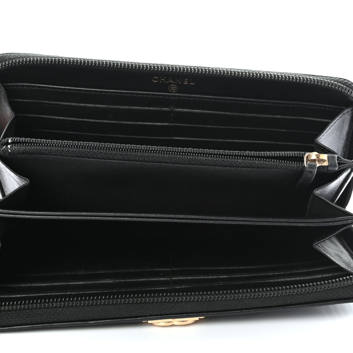 Chanel Lambskin Quilted Boy Zip Around Wallet Black 5 of 8