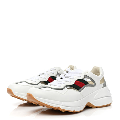 Gucci Demetra Web Womens Rhyton Cut Out Sneakers 42 Great White Grey 3 of 10