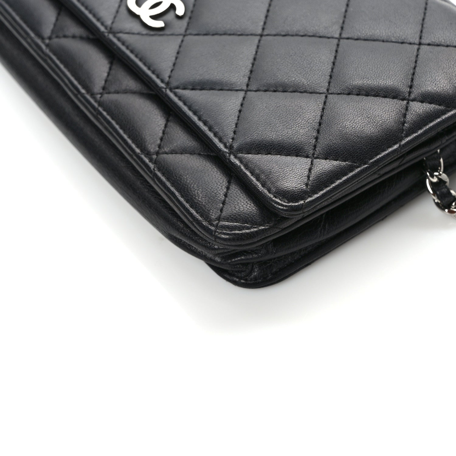 Chanel Lambskin Quilted Wallet On Chain WOC Black 12 of 14