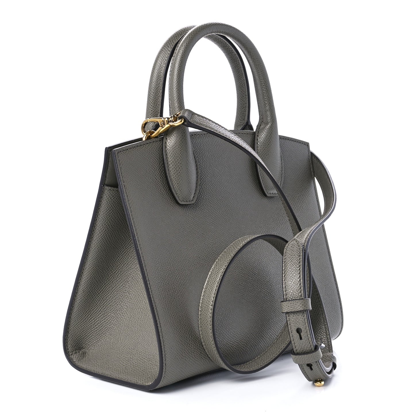Hammered Calfskin Small The Studio Box Bag Grey