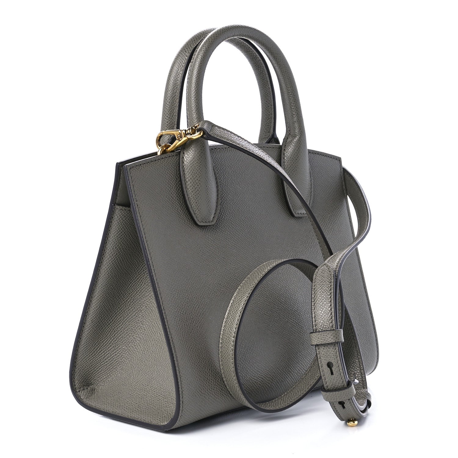 Salvatore Ferragamo Hammered Calfskin Small The Studio Box Bag Grey 2 of 9