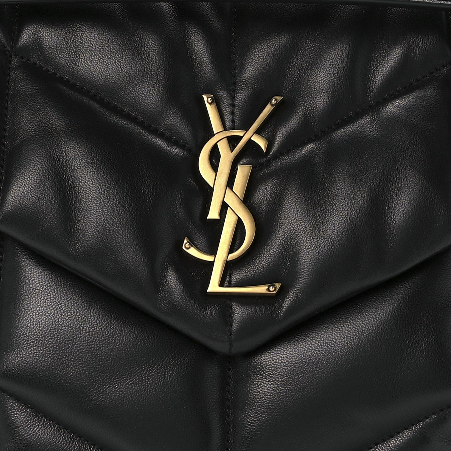 Lambskin Quilted Medium Loulou Puffer Monogram Chain Satchel Black