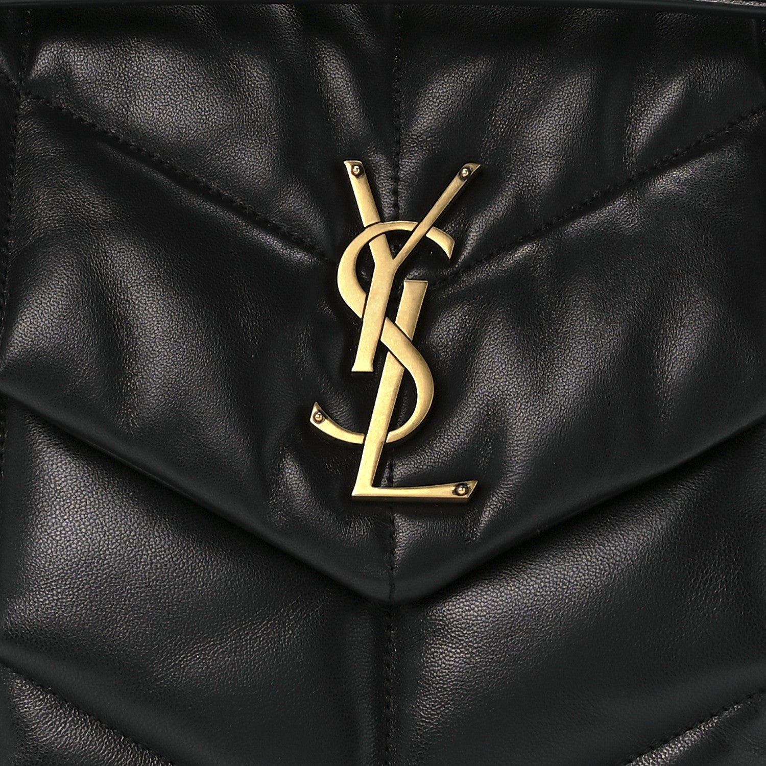 Saint Laurent Lambskin Quilted Medium Loulou Puffer Monogram Chain Satchel Black 8 of 11