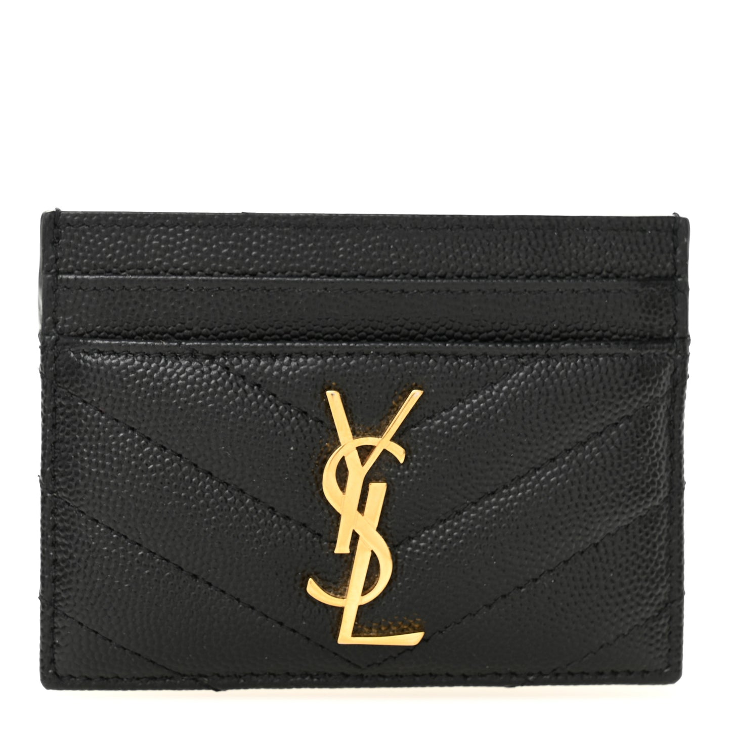 Grain De Poudre Matelasse Chevron Monogram Credit Card Case Black
