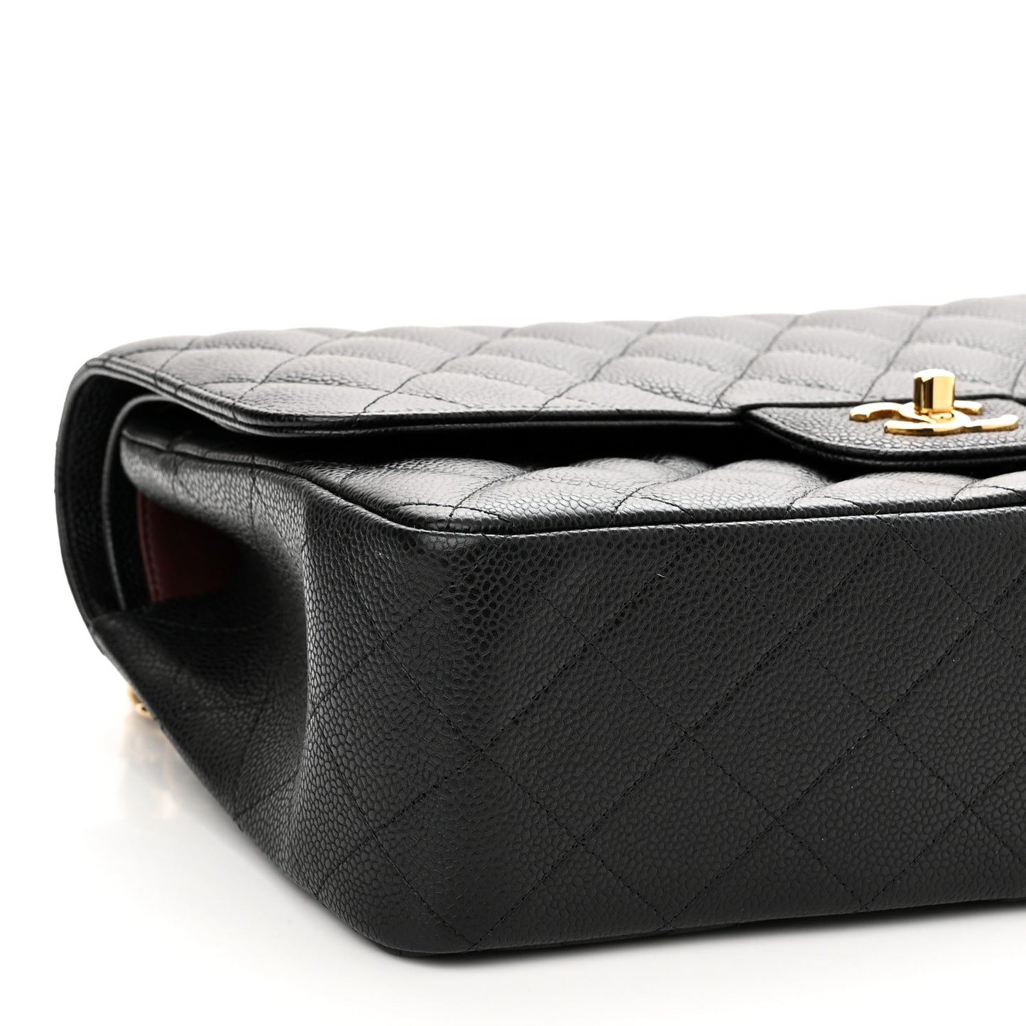 Caviar Quilted Jumbo Double Flap Black