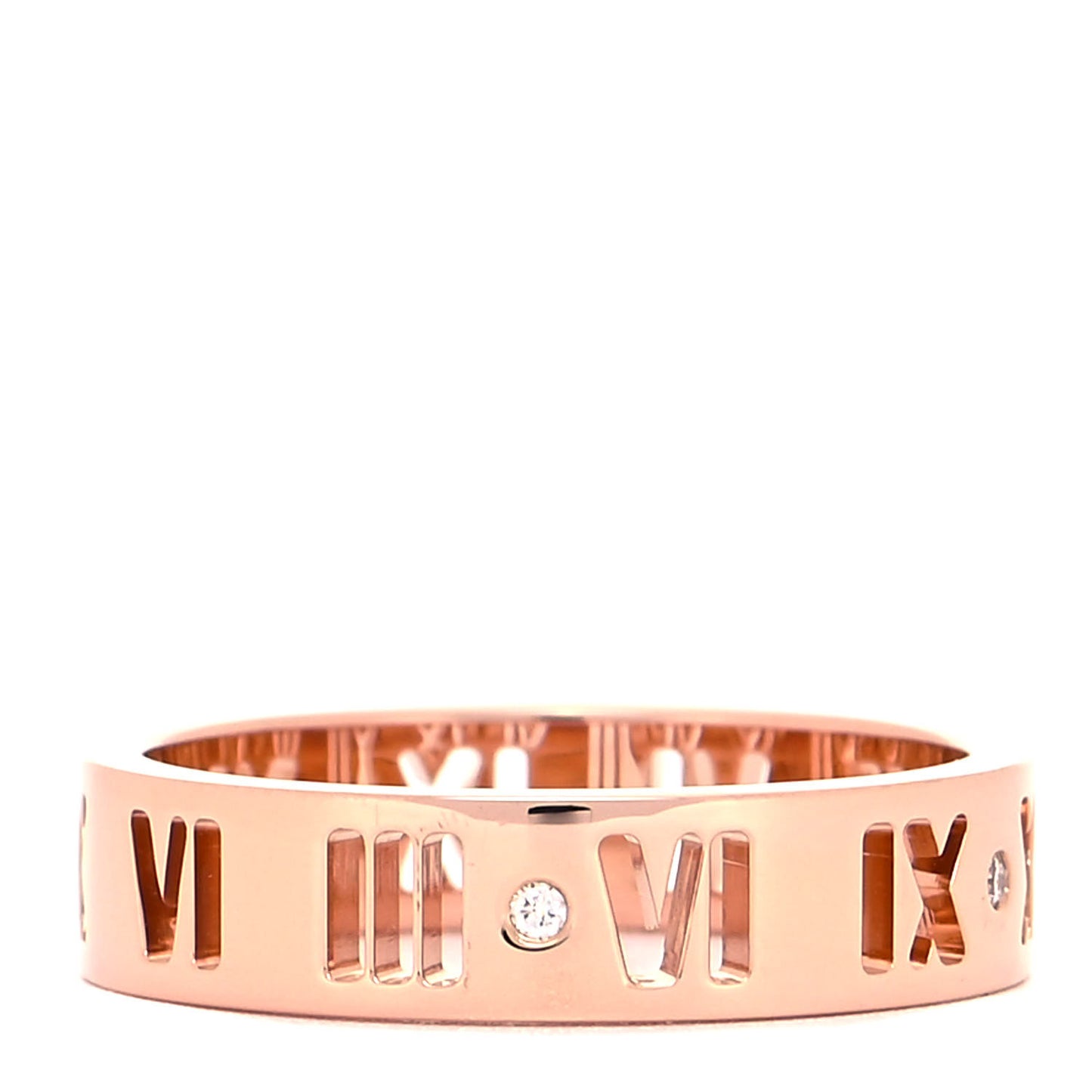 18K Rose Gold Diamond Wide Atlas Pierced Ring 56 7.5