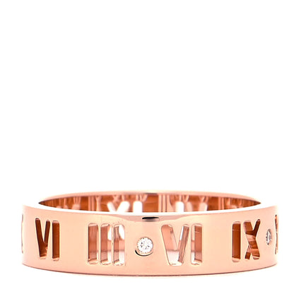 Tiffany 18K Rose Gold Diamond Wide Atlas Pierced Ring 56 7.5 1 of 5