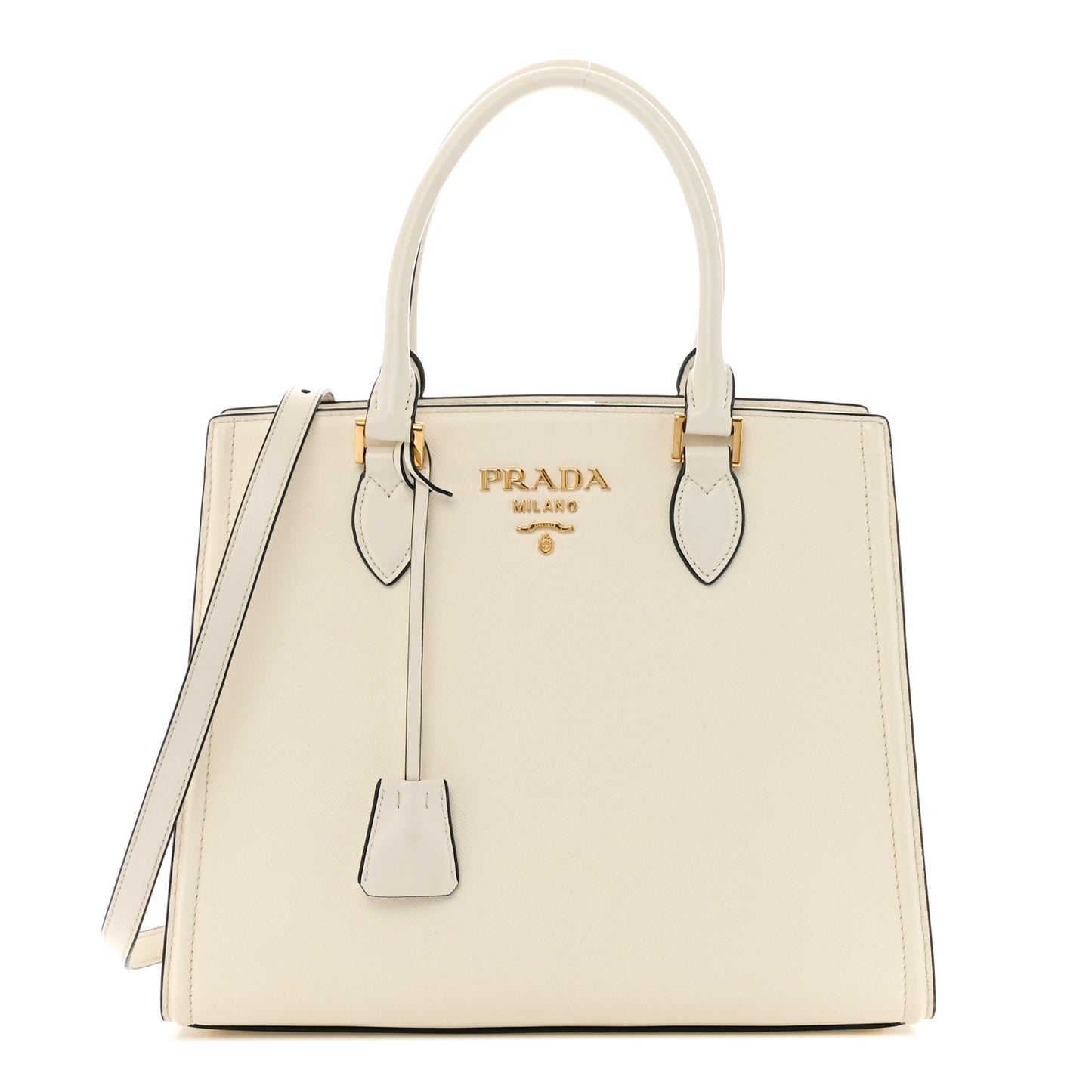 Saffiano Soft Calfskin Zippered Tote  White