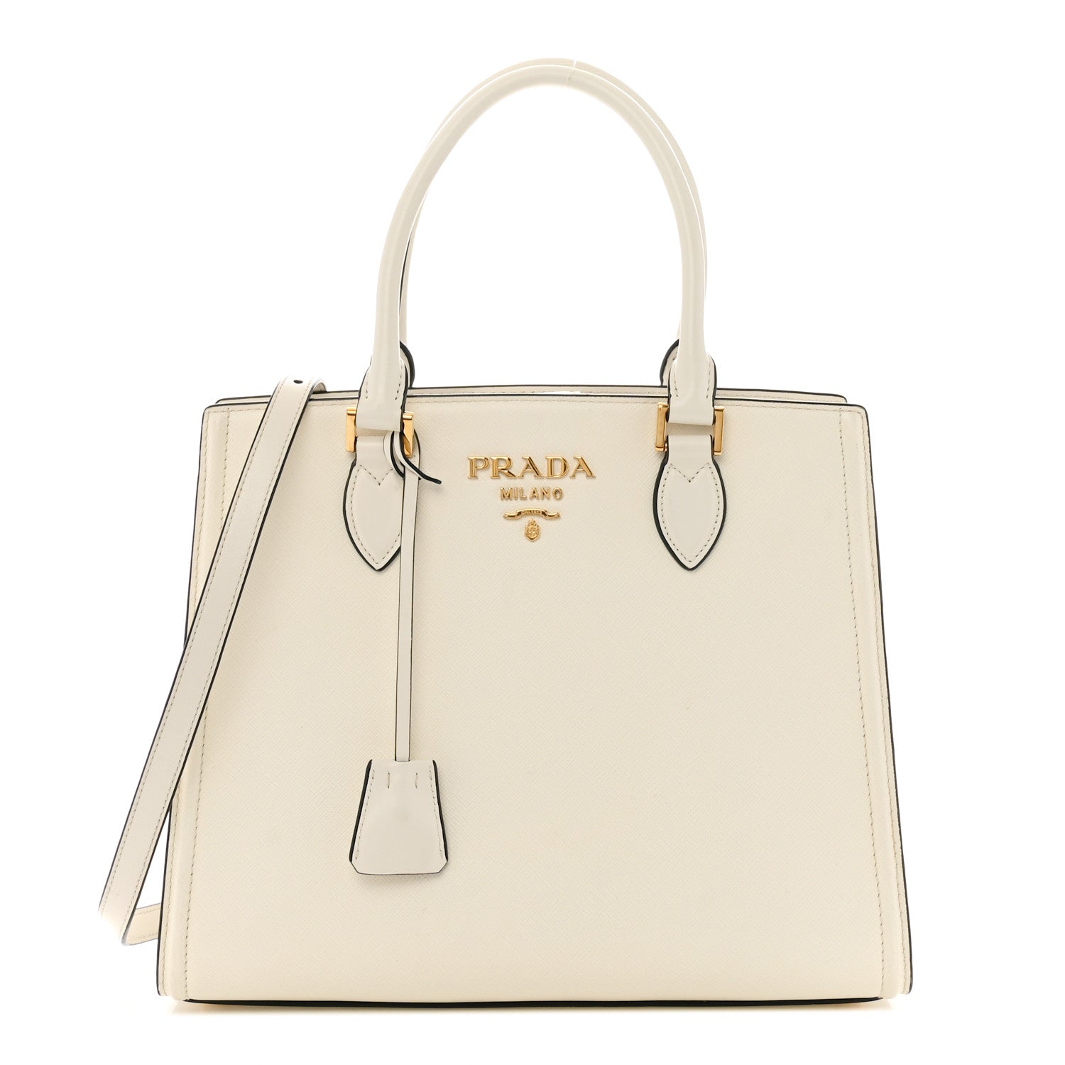 Prada Saffiano Soft Calfskin Zippered Tote  White 1 of 11