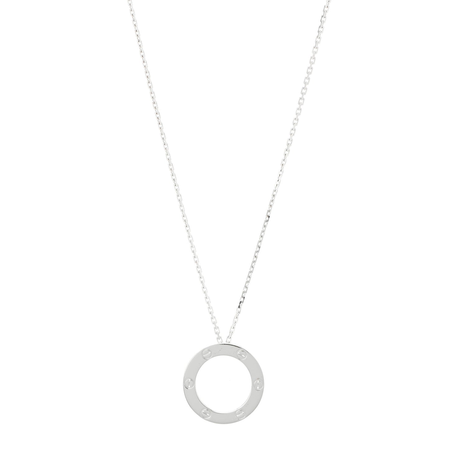 18K White Gold LOVE Pendant Necklace