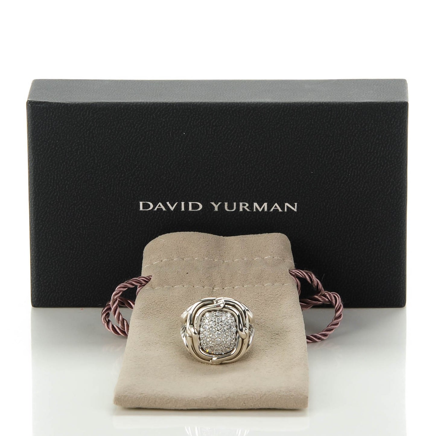 Sterling Silver Pave Diamond 16mm Large Labyrinth Ring 54 7