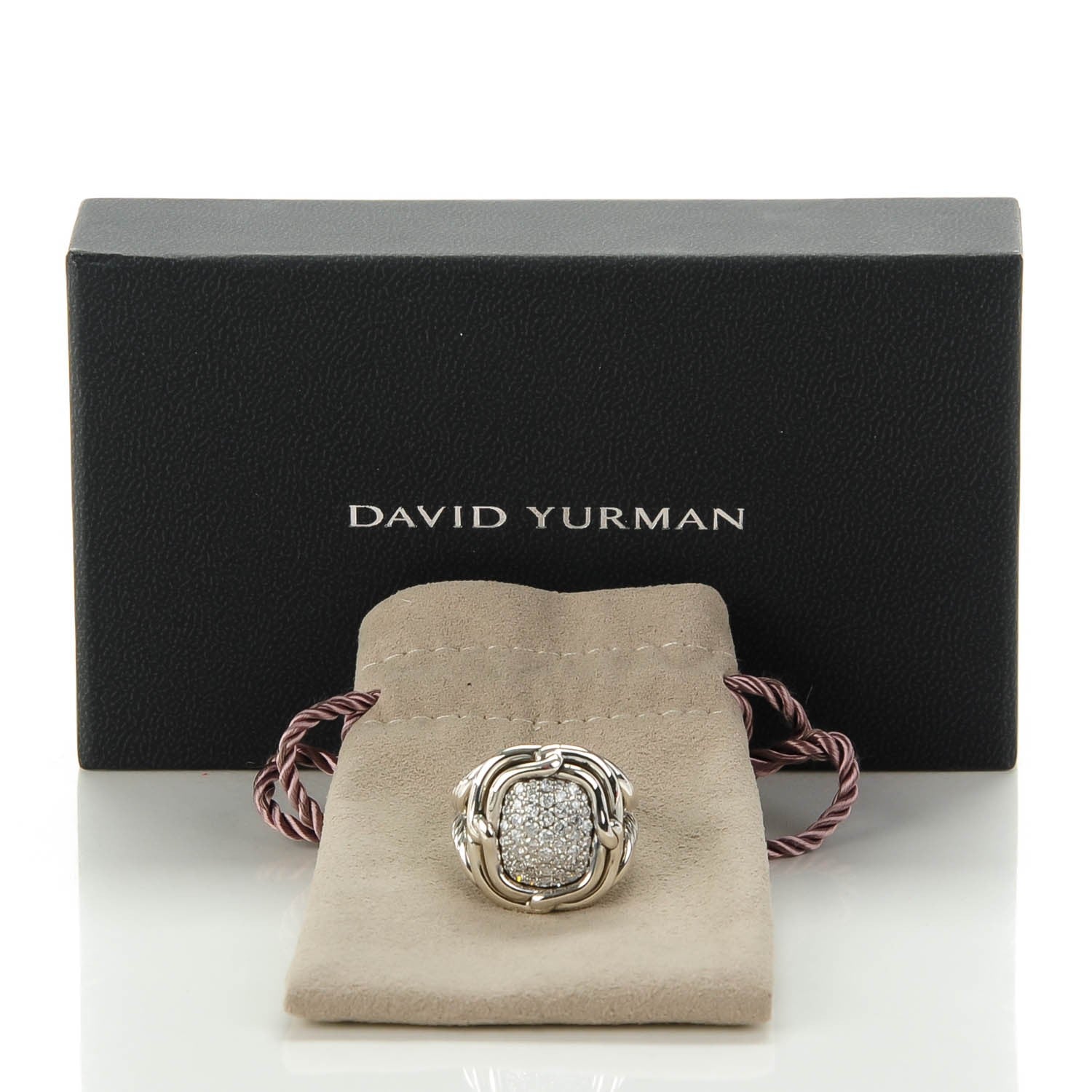 David Yurman Sterling Silver Pave Diamond 16mm Large Labyrinth Ring 54 7 4 of 6