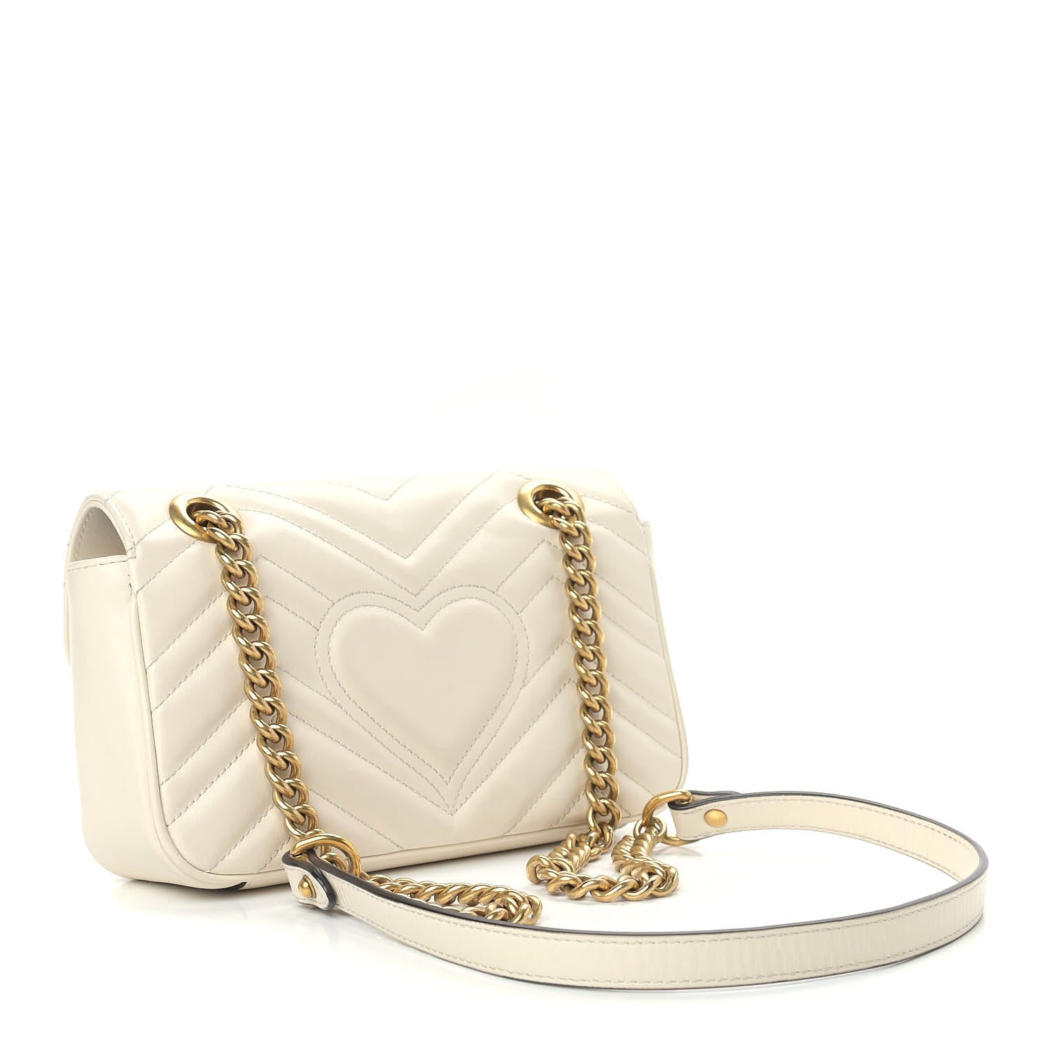 Gucci Calfskin Matelasse Mini GG Marmont Shoulder Bag White 3 of 11