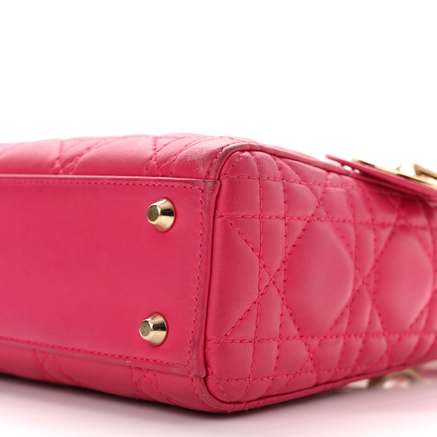 Christian Dior Lambskin Cannage Mini Lady Dior Fuchsia 10 of 11
