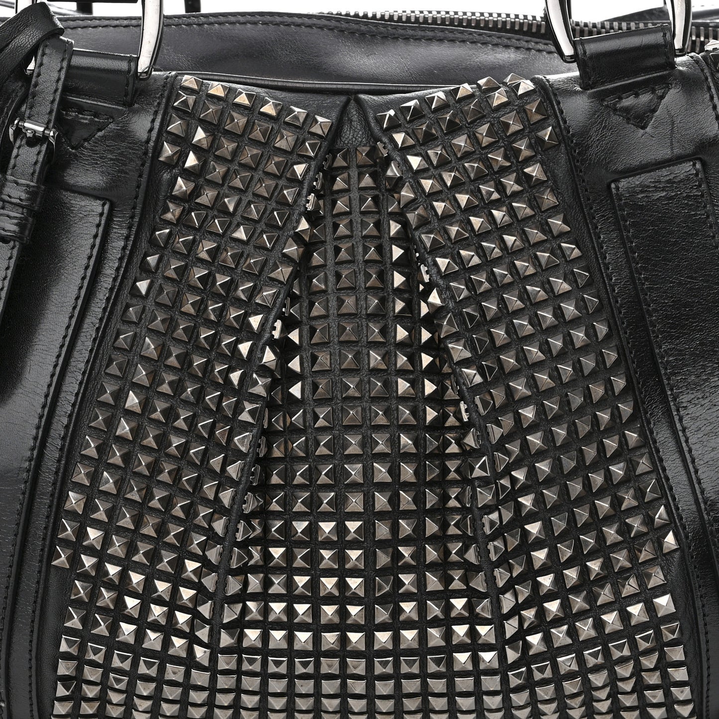 Prorsum Calfskin Studded Knight Satchel Black