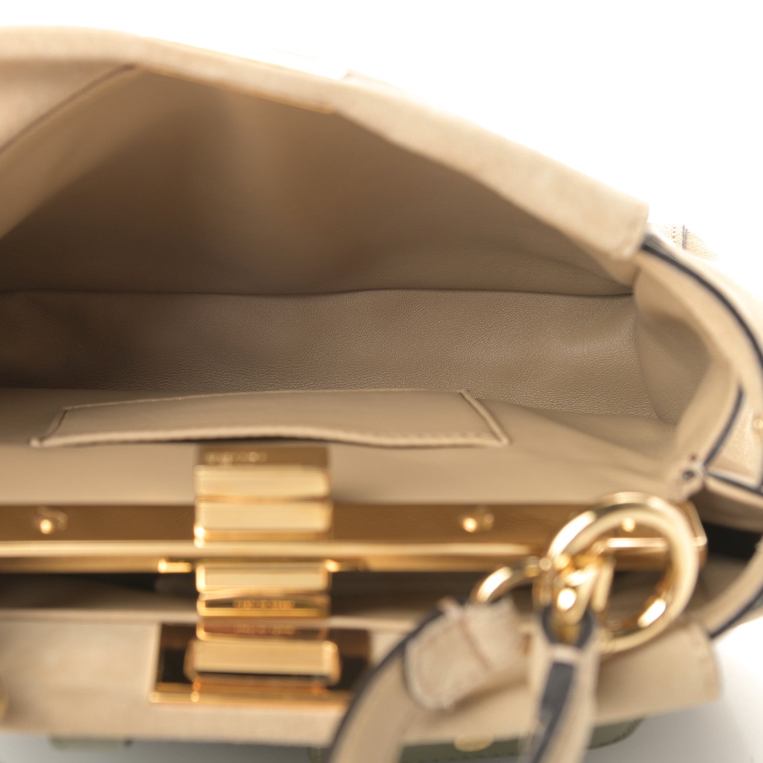 Fendi Suede Shiny Nappa Mini Pocket Peekaboo Iconic Satchel Nude Equatore 5 of 11