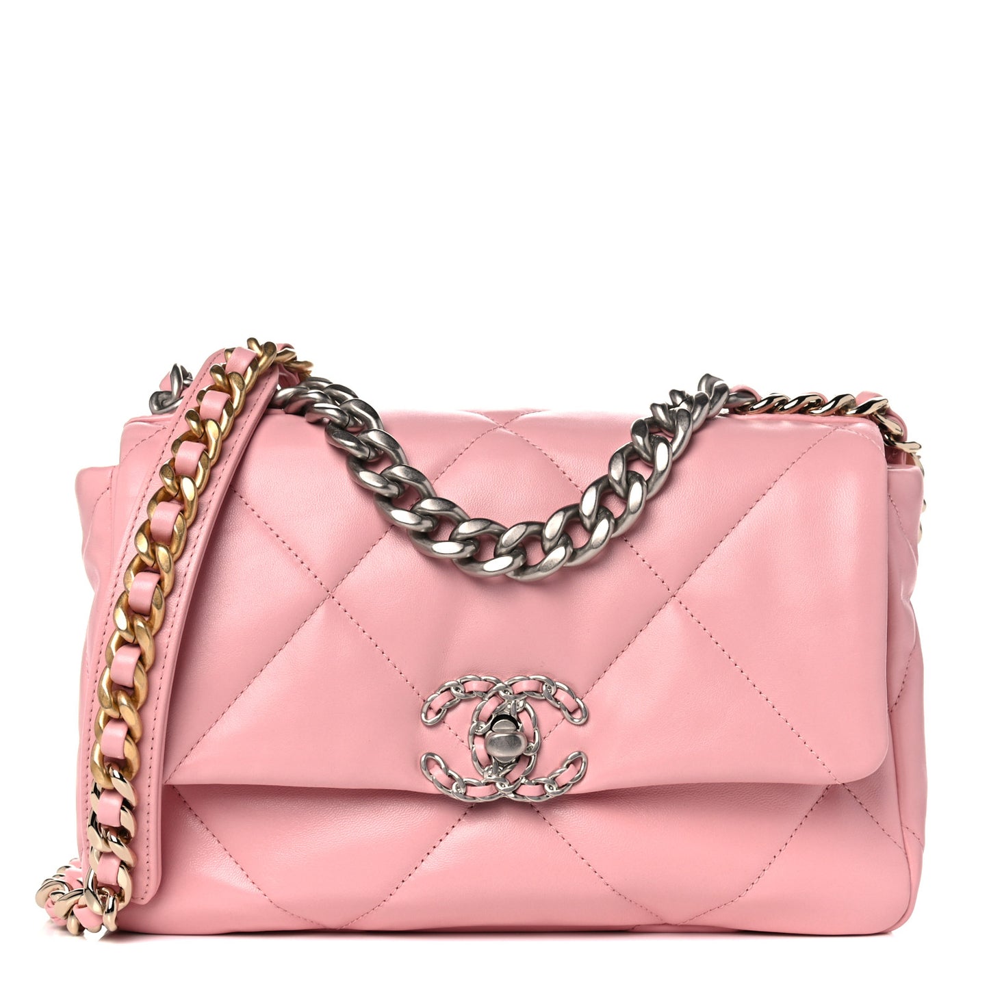 Lambskin Quilted Medium Chanel 19 Flap Pink
