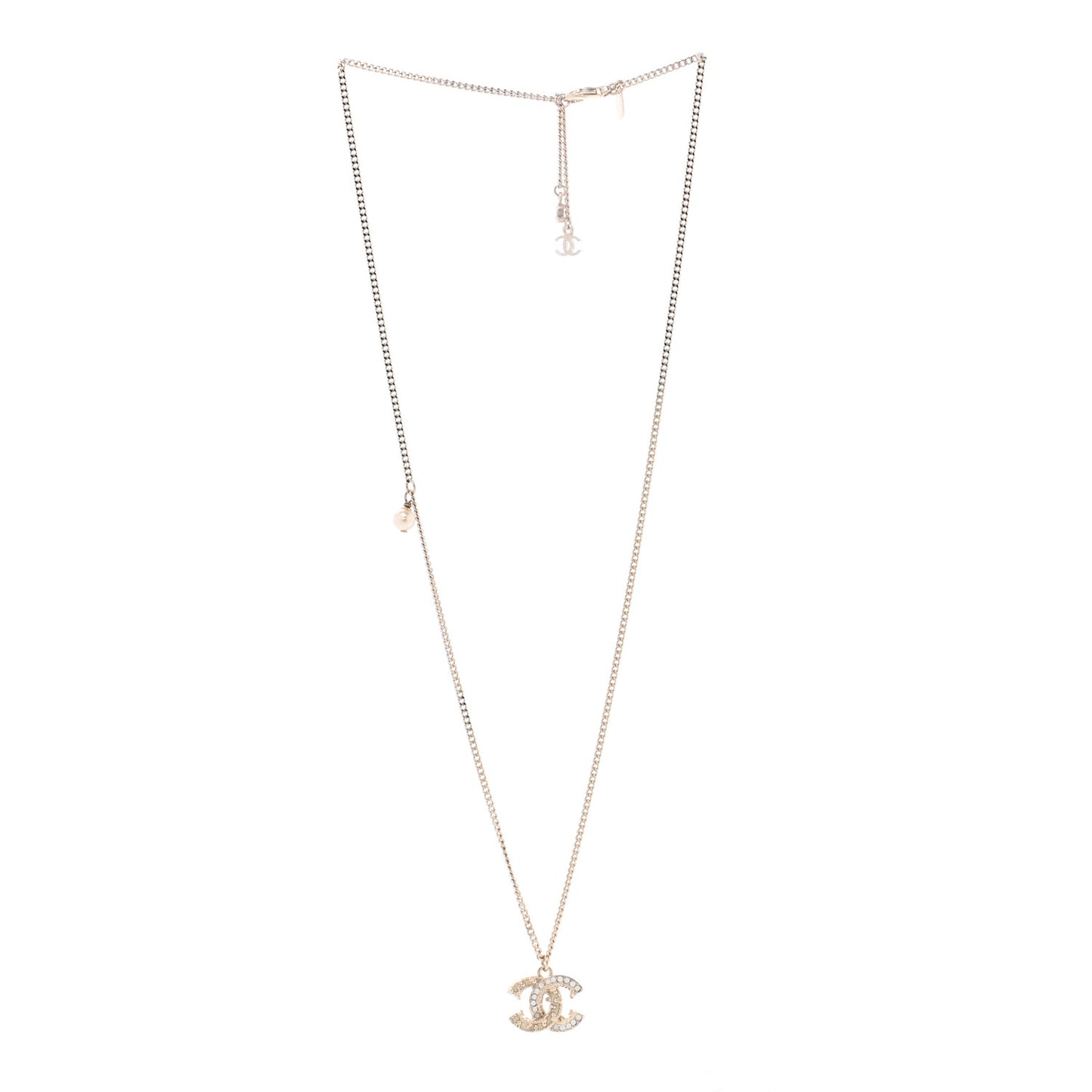 Crystal CC Pendant Necklace Gold