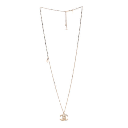 Chanel Crystal CC Pendant Necklace Gold 4 of 10