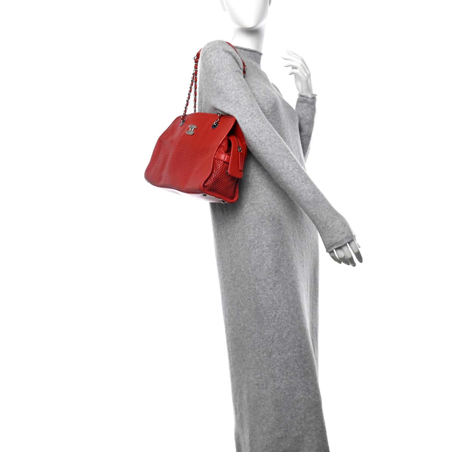Chanel Calfskin Perforated Up In The Air East West Tote Red 2 of 13