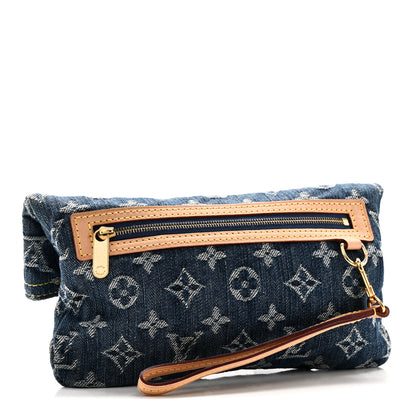 Louis Vuitton Monogram Denim Pochette Plat Clutch Blue 3 of 8