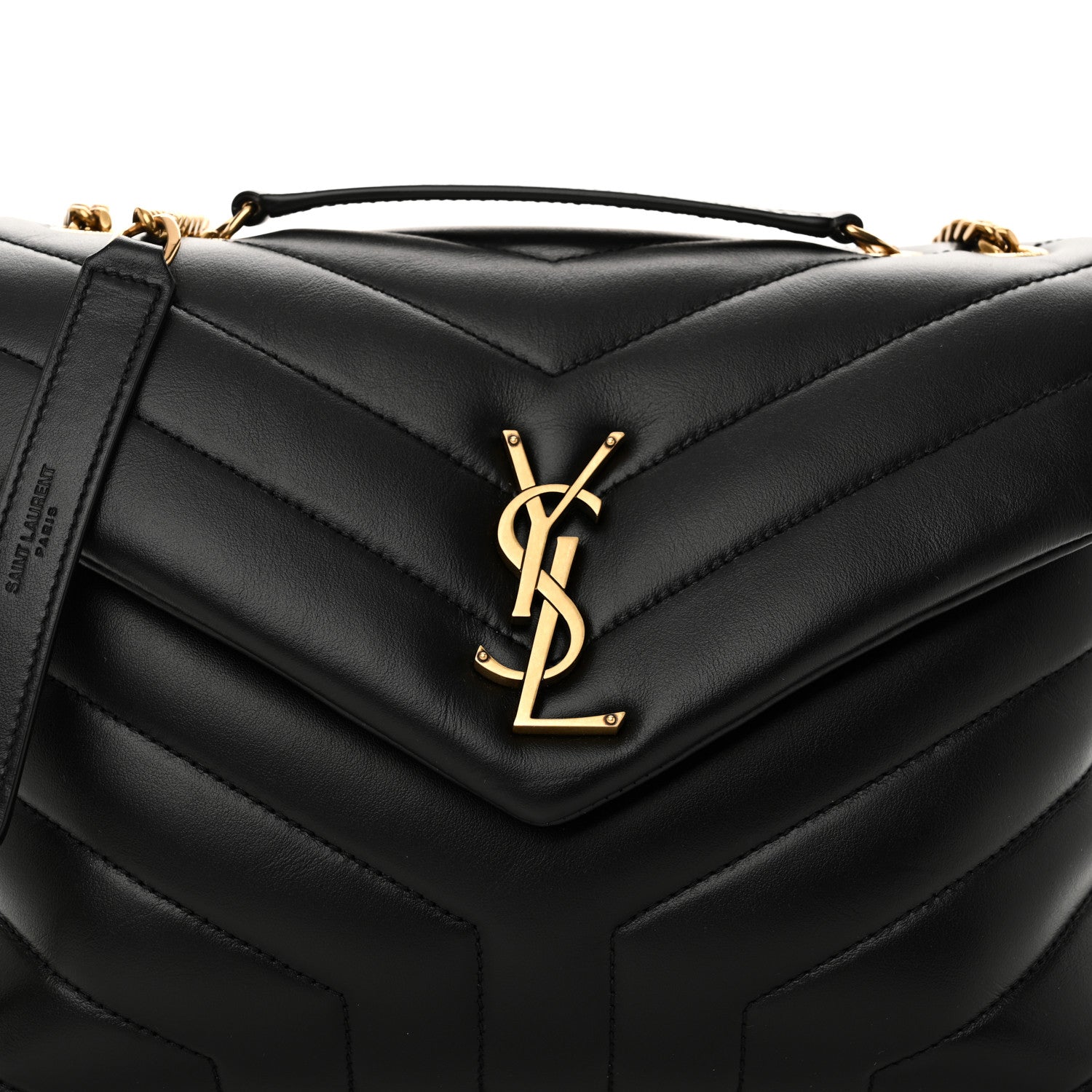 Saint Laurent Calfskin Y Quilted Monogram Small Loulou Chain Satchel Black 7 of 9
