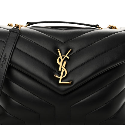 Saint Laurent Calfskin Y Quilted Monogram Small Loulou Chain Satchel Black 7 of 9