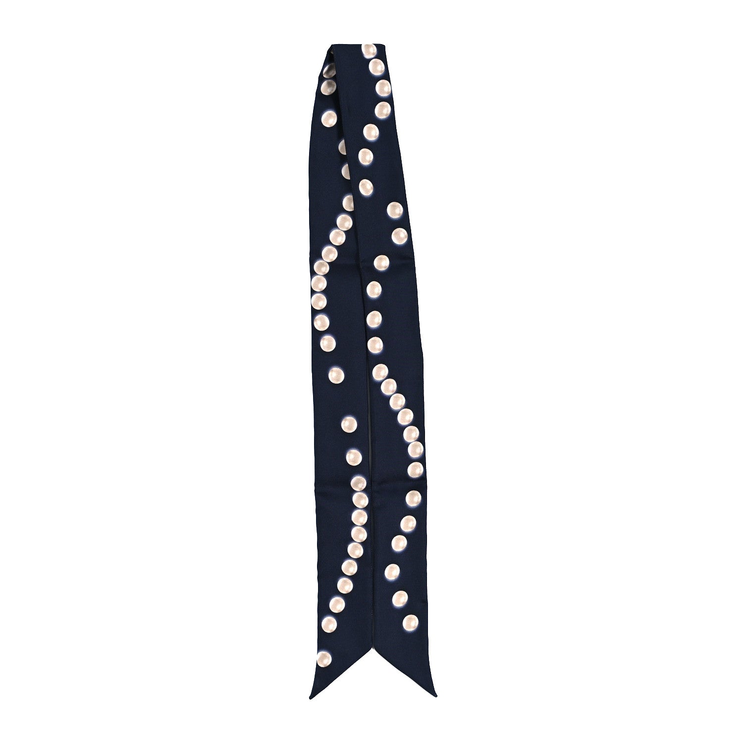 Chanel Silk Pearl CC Slim Bandeau Scarf Dark Navy 2 of 4