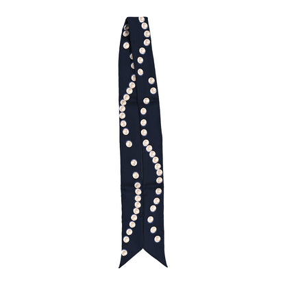 Chanel Silk Pearl CC Slim Bandeau Scarf Dark Navy 2 of 4