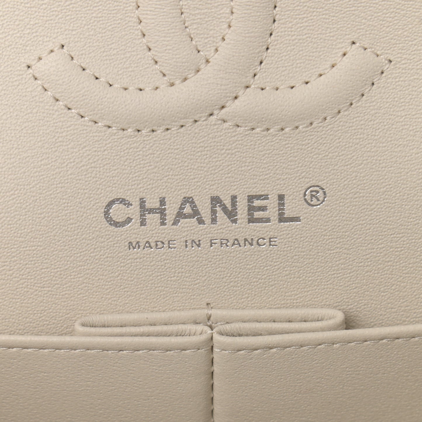 Lambskin Chevron Quilted Small Double Flap White