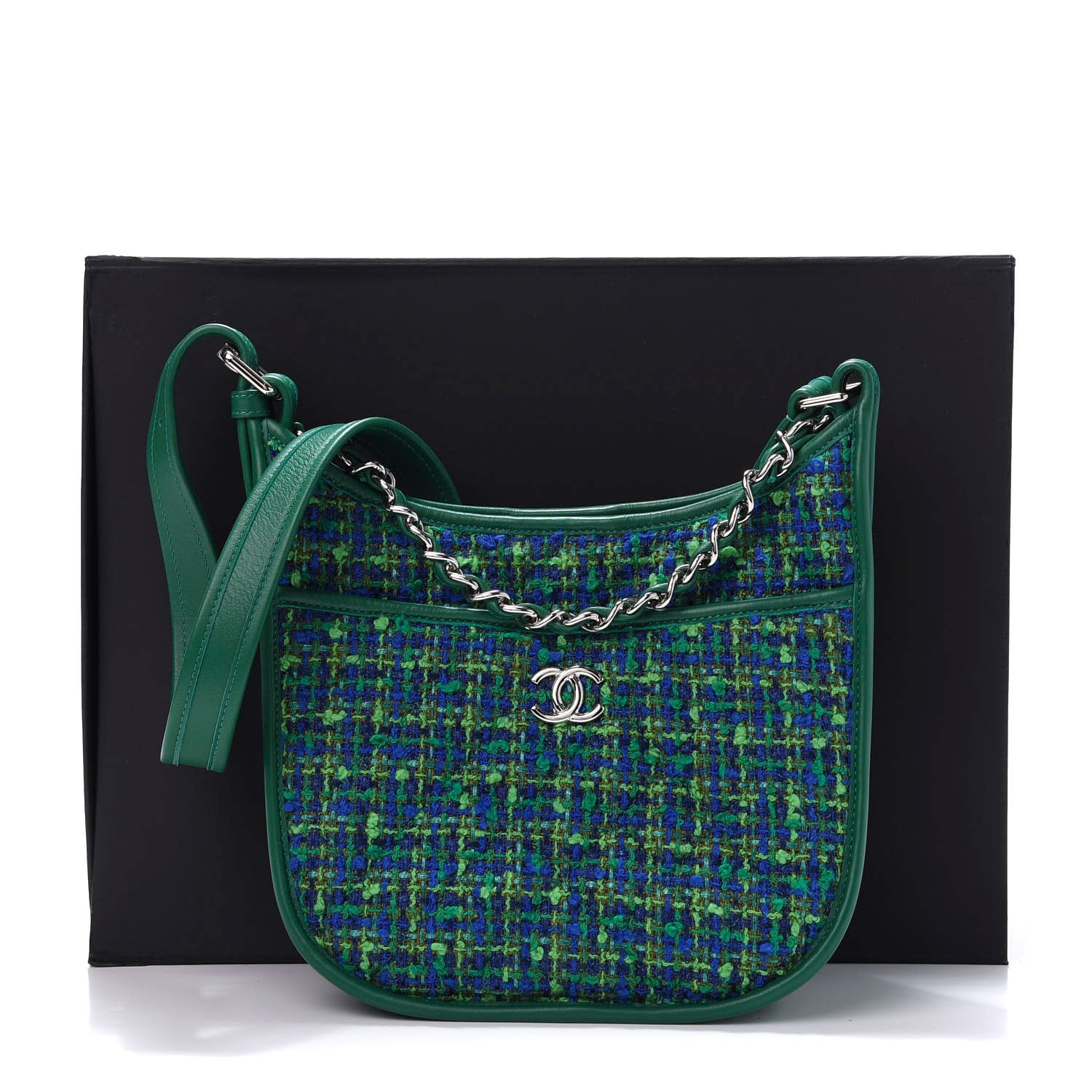 Chanel Tweed Calfskin Jungle Stroll Hobo Bag Green Multicolor 11 of 11