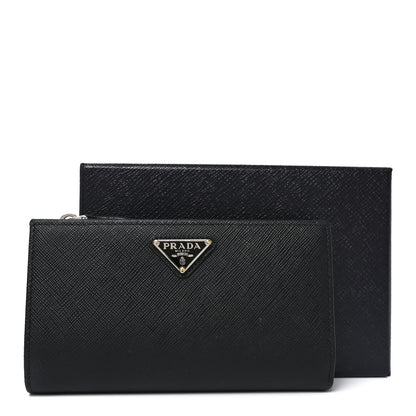 Prada Saffiano Triangle Continental Zip Wallet Black 8 of 8