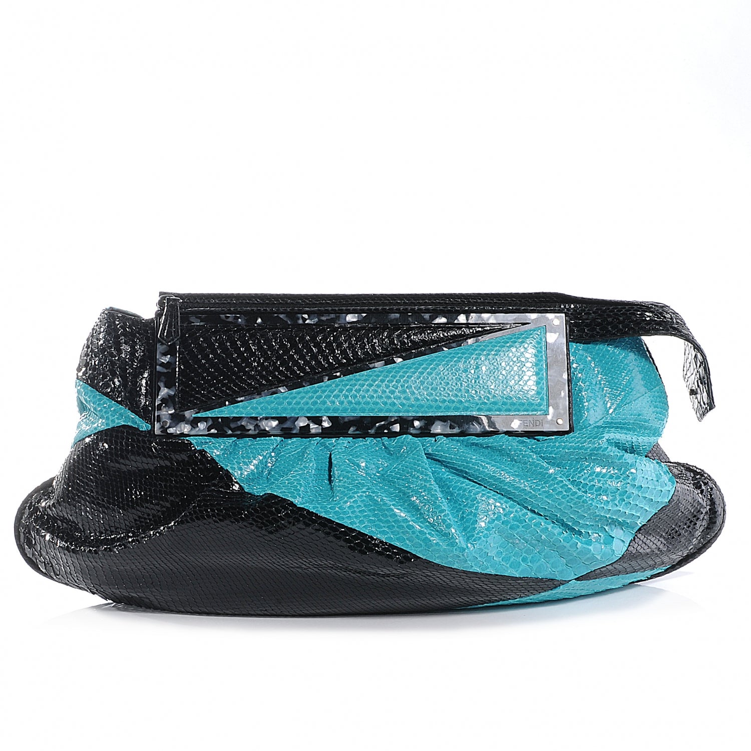 Fendi Python To You Convertible Clutch Turquoise 7 of 9