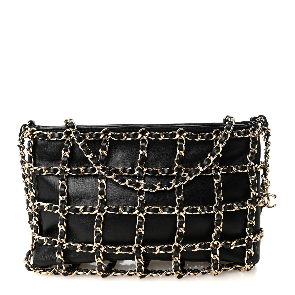 Chanel Lambskin Chain Frame Shoulder Bag Black 1 of 10